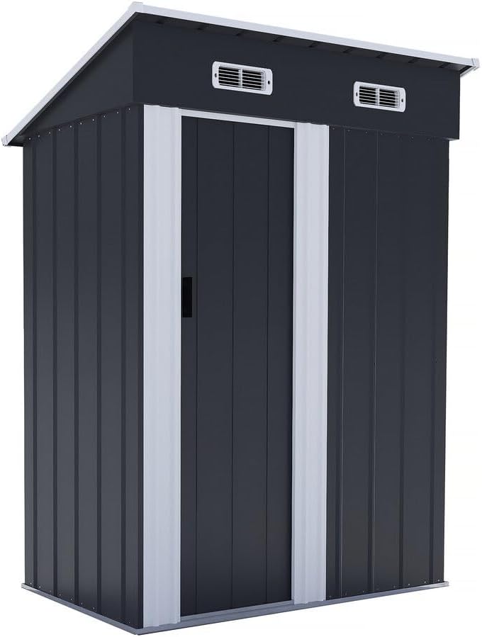 habitat et jardin Gerätehaus, 153 x 97 x 193 cm, Grau, Metall Schiebetür Memphis - 1, 48 m²