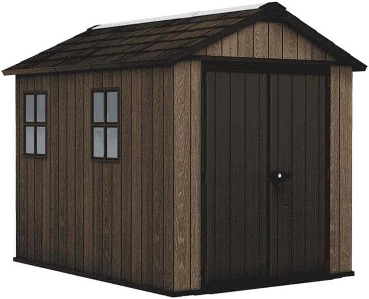 Keter Gerätehaus, 230 x 287 x 246 cm, Walnuss/Schwarz, Apex 759, kompakt & wetterfest, aus EVOTECH™-Material, mit Doppeltür