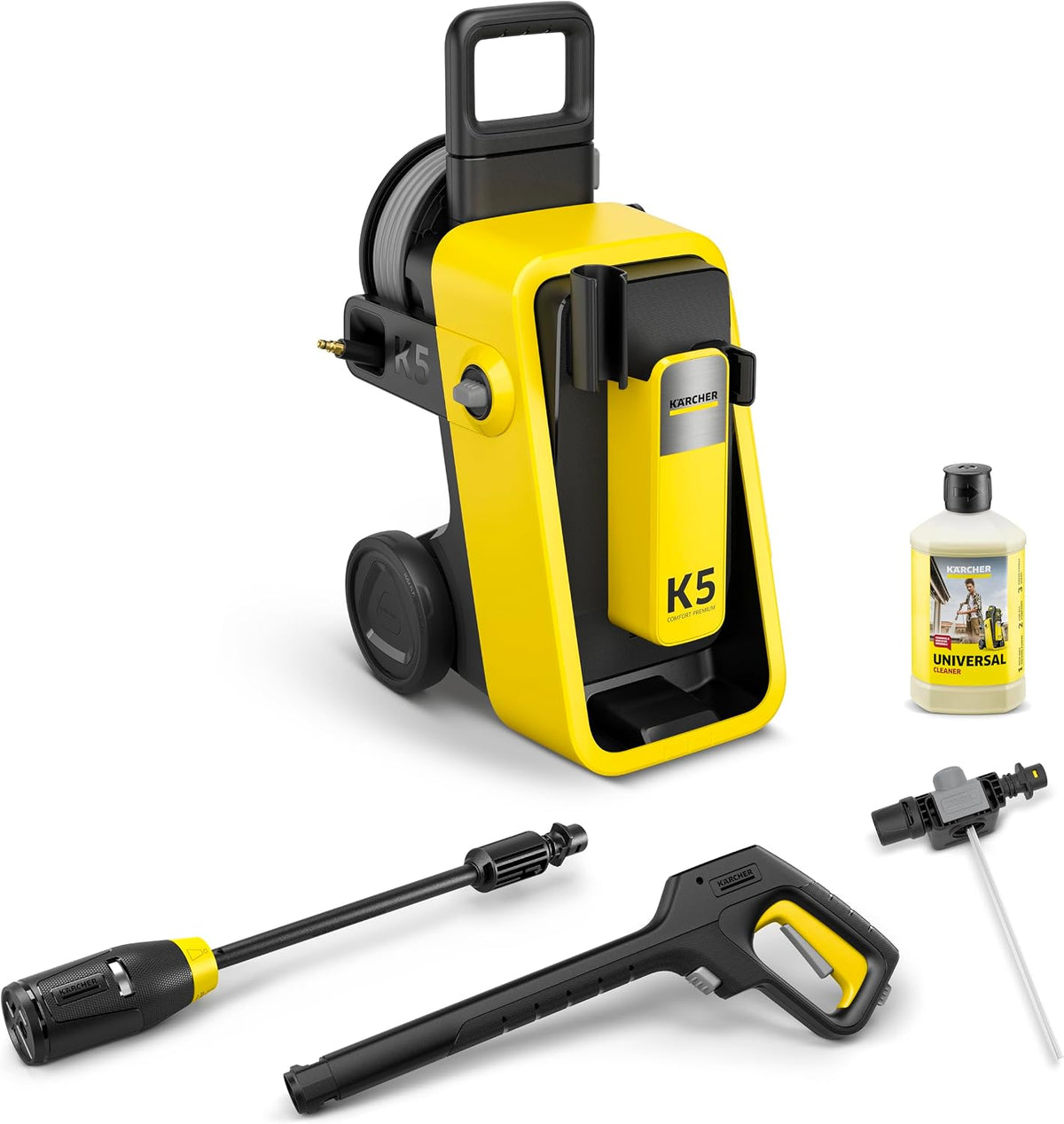 Karcher Hochdruckreiniger, 145 bar, 18,2 kg, 500 l, 40 m, Gelb/Schwarz, Kärcher K 5 Comfort Premium, Druck:, Fördermenge: /h