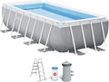 Intex Stahlrahmenpool, 4M, 2M, 1M, Grau/Weiß/Blau, X X Prism Frame Rectangular Pool Set