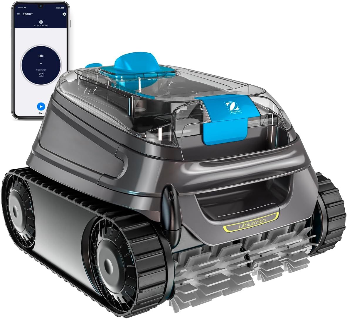 Zodiac Poolroboter, Schwarz/Grau/Blau, Freedom CNX-Li 52 iQ: Kabelloser Poolreiniger bis zu 10x5m, reinigt Boden