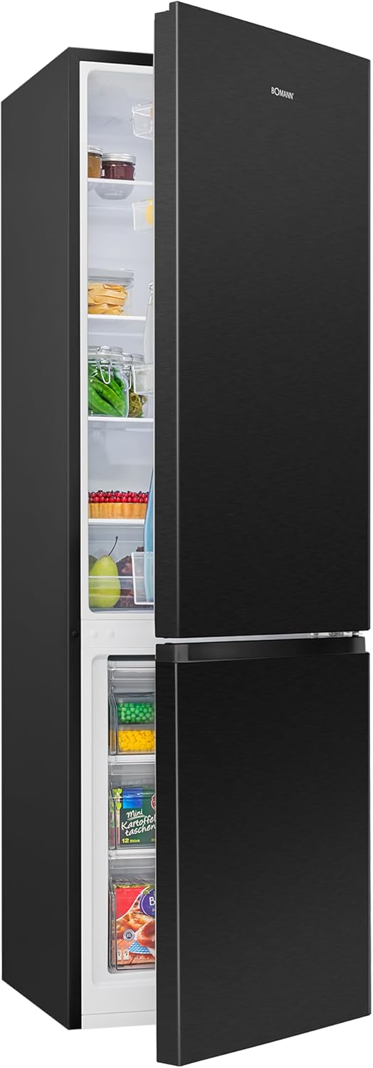 Bomann Kühl-Gefrierkombination, 180 cm, 39 dB, 269 L, Schwarz, Kühlschrank mit Gefrierfach, Energieklasse D, Kühl Gefrierkombination leise