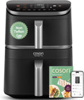 COSORI Heissluftfritteuse, 10,8 L, Schwarz/Silber, Turbo Tower Pro Smart Airfryer, Keramikbeschichtung Heißluftfritteuse