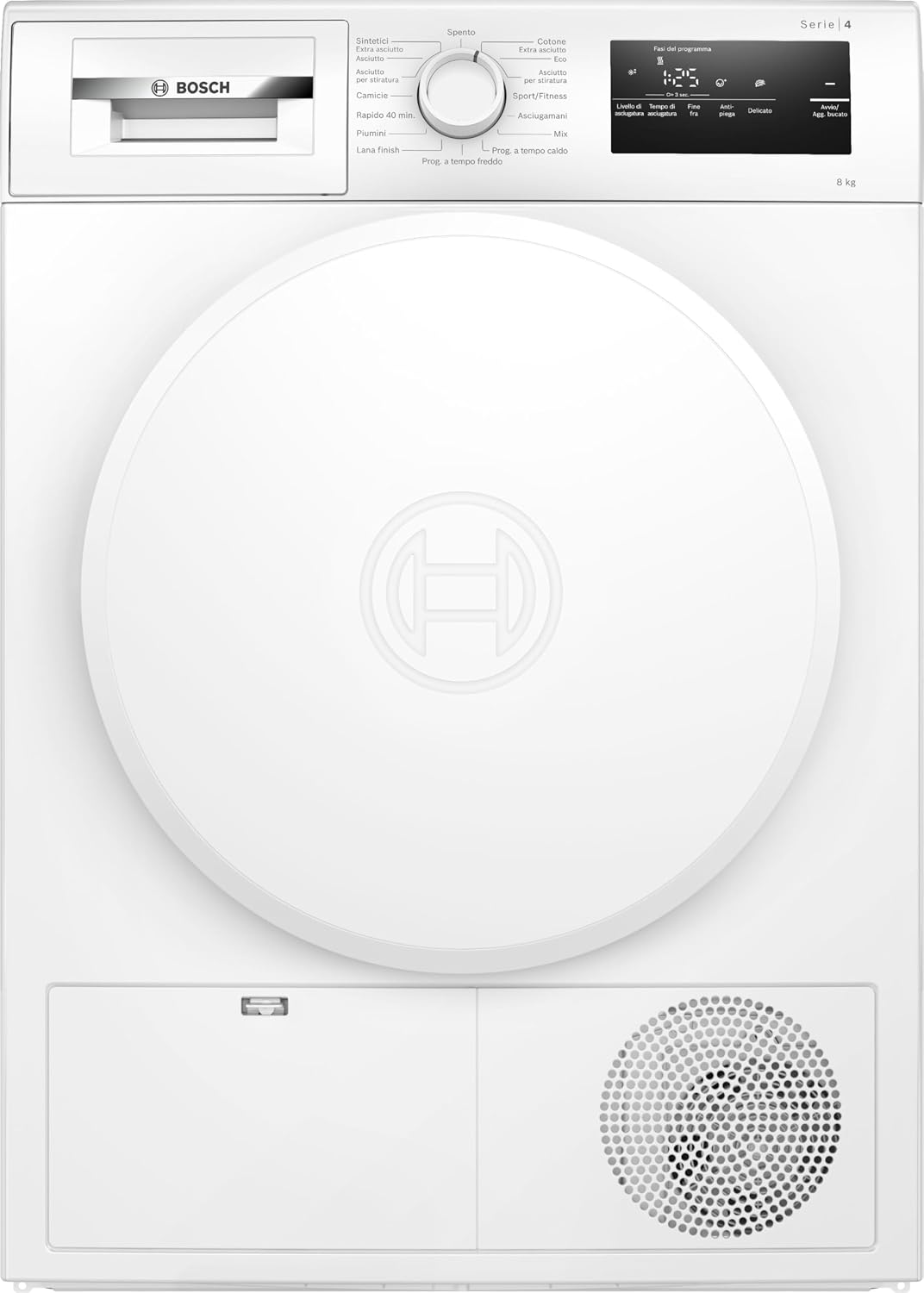 Bosch Wäschetrockner, 60 cm, 8 kg, Weiß, WTH83208II Serie 4 Smart Trockner mit Wärmepumpe, Energieklasse E, intelligente Trocken-Sensoren