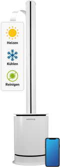VENTA Dunstabzugshaube, 70 m, Weiß, AP100 Hybrid 3-in-1 Luftreiniger, Ventilator, Heizlüfter, H13-Filter entfernt 99
