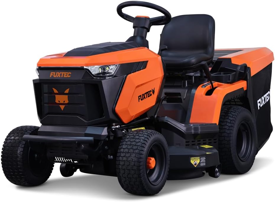Fuxtec Rasenmäher, 83 cm, 280 L, Orange/Schwarz, Rasentraktor FX-RMT84M, Aufsitzmäher mit Schnittbreite, 6-stufige Schnitthöhenverstellung