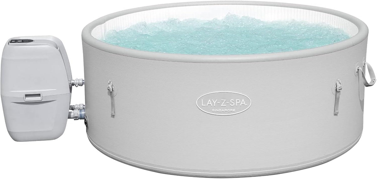 Lay-Z-Spa Aufblasbare Pools, 155 x 60 cm, Grau, Bestway Vancouver AirJet Plus WiFi Whirlpool, mit App-Steuerung