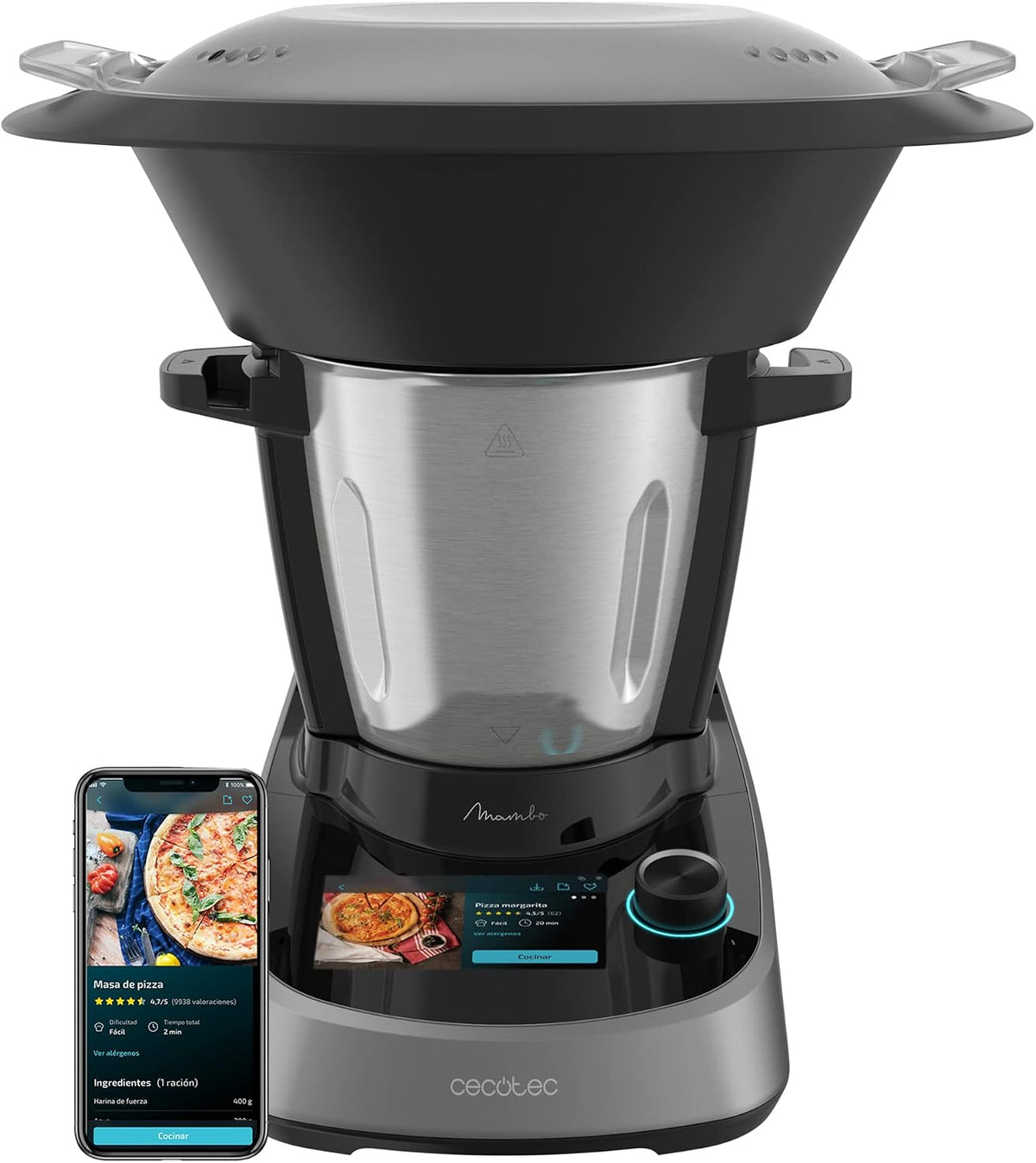 Cecotec Universalküchenmaschinen, 3,3 Liter, 1600 W, Schwarz/Silber, Multifunktionsküchenroboter Mambo Touch, 37 Funktionen