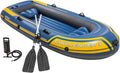 Intex Boote, 295 x 137 x 43 cm, Blau/Gelb, Challenger 3 Set Schlauchboot - - 3-teilig - Blau / Gelb