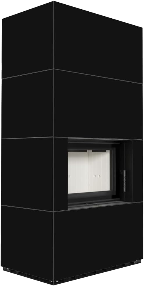 kratki Elektrokamin, 8 kW, Schwarz, Kaminbausatz Floki Box Ø 160 Quarzsinter Nero ASSOLUTO