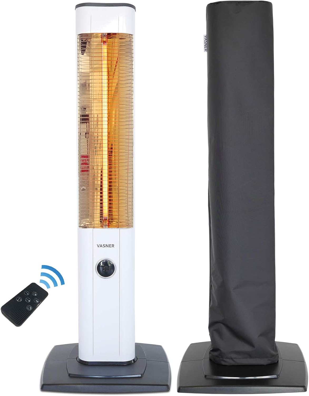VASNER Heizstrahler, Weiß/Schwarz, StandLine 23R Infrarot Stand- 2300 Watt mit Abdeckhaube, Carbon Infrarotstrahler Standstrahler elektrisch