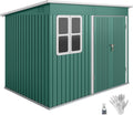 Outsunny Gerätehaus, 260 x 177 x 190 cm, 4,13 m, Grün, Metall ² Geräteschuppen mit Fenster Pultdach