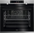AEG Backofen, Silber/Schwarz, BPE53506BM Einbau-, Pyrolyse Selbstreinigung, Serie 6000 Ringheißluft: gleichmäßige Garergebnisse auf 3
