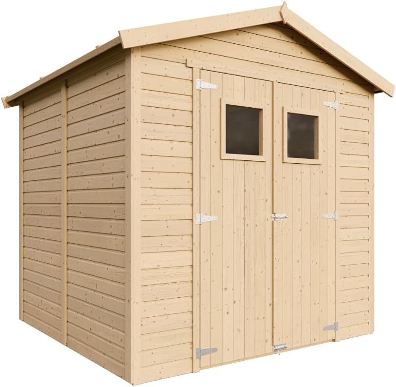 Gerätehaus TIMBELA, 4,2 m, Naturholz, Holz Gartenschuppen - Abstellkammer mit Fenstern