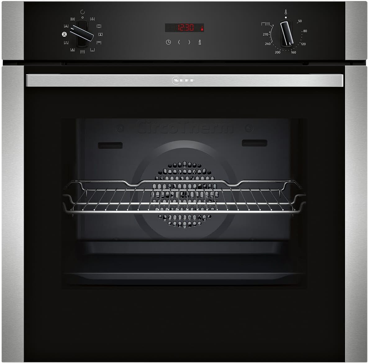 Neff Backofen, 60 x 60 cm, Schwarz/Silber, B2AVG6AN0, N 30, Einbau-, Integrierbarer, CircoTherm, Base Steam, EasyClean