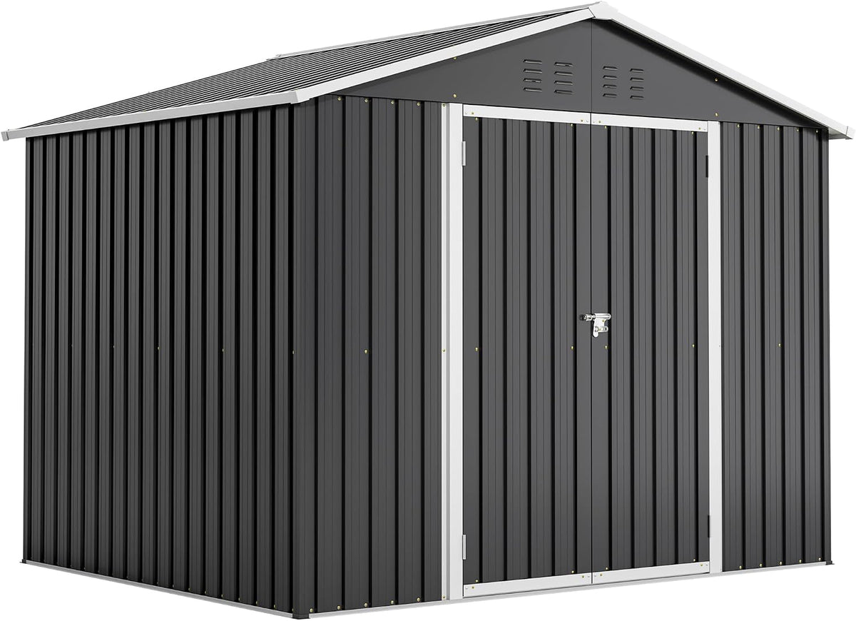 Gerätehaus Thanaddo, 240 x 192 x 191 cm, stahlblech+verzinkt und lackiert+Aluminiumlegierung, Schwarz