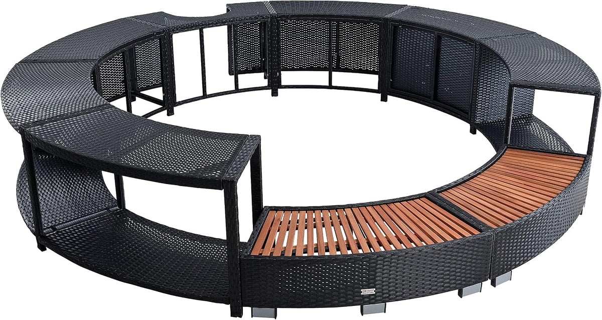 ESTEXO Monitor, 200 cm, Schwarz/Braun, Poolumrandung Poolverkleidung Whirlpool Umrandung
