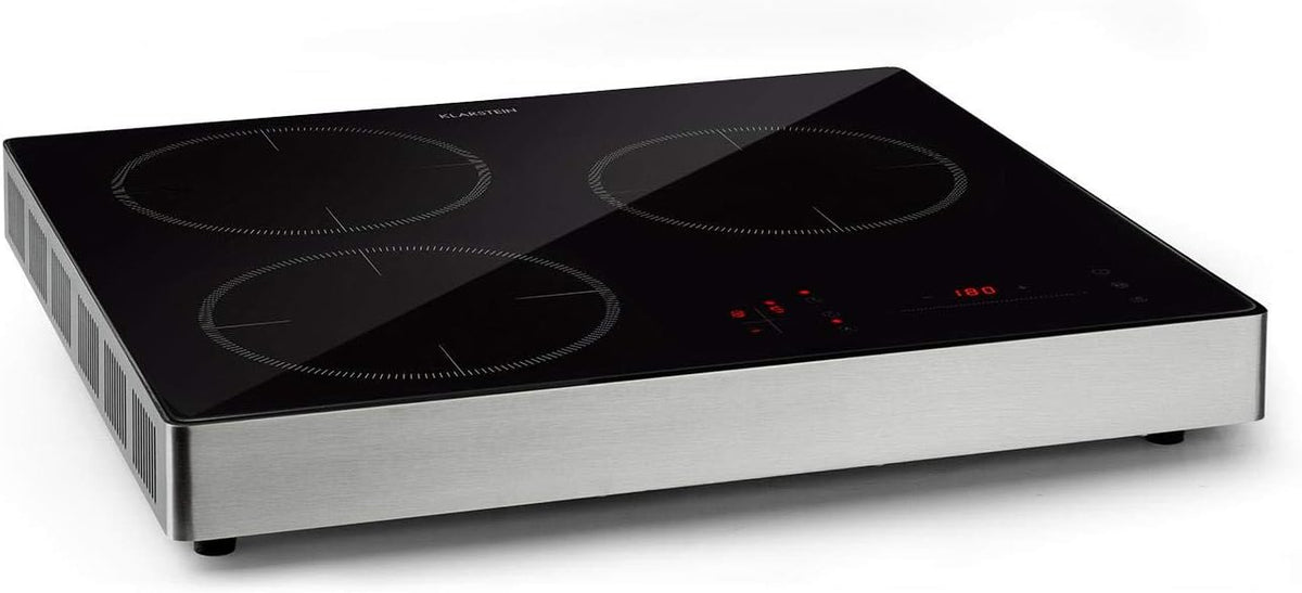 Klarstein Kochfeld, Schwarz/Silber, TrinityCook - Induktionskochplatte, freistehend, 3400 Watt, Touch Control, 3 Kochzonen