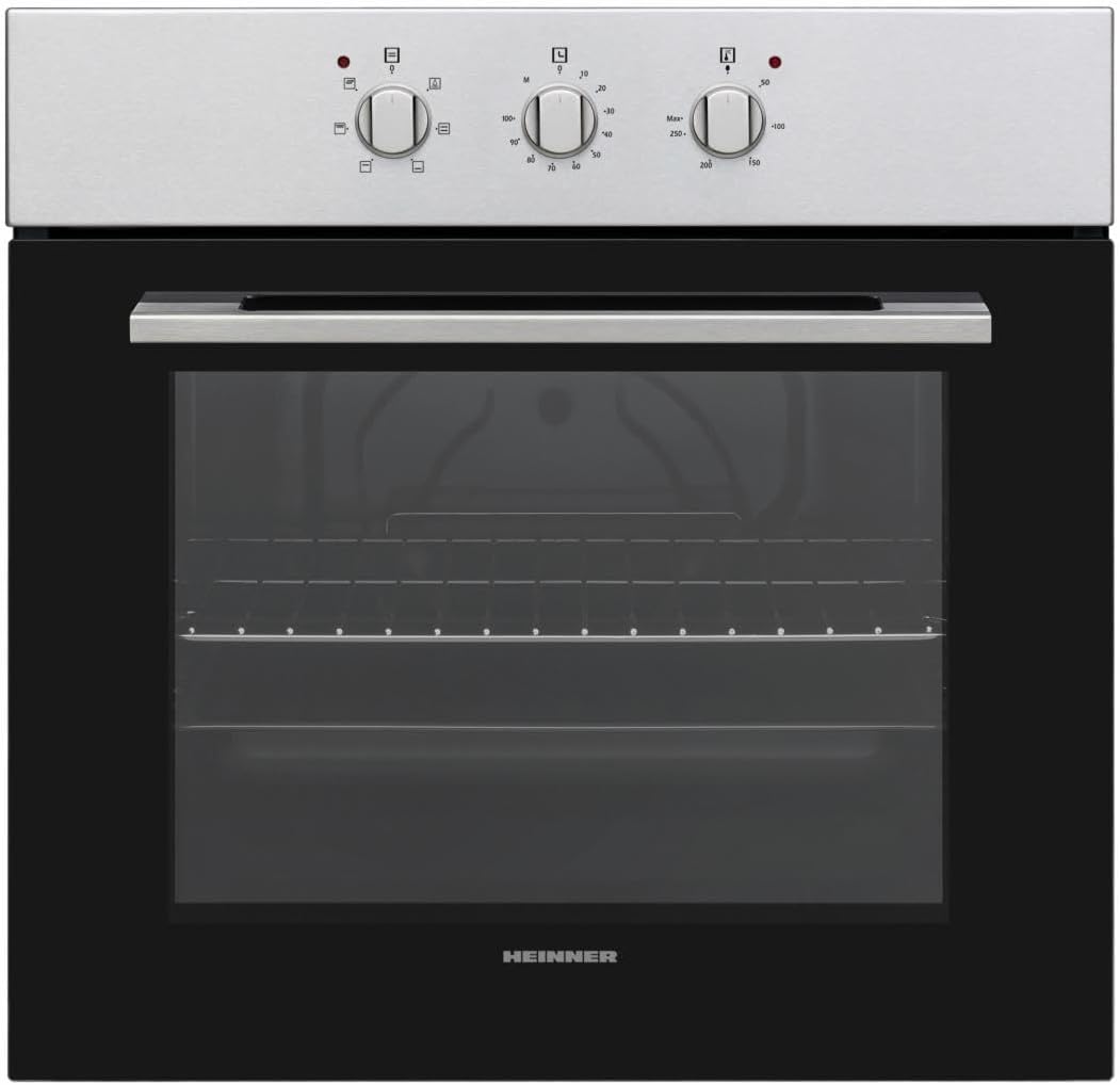 HEINNER Backofen, 72 L, Schwarz/Silber, HBO-V656G-IX Einbau-, Fassungsvermögen, 6 Backfunktionen inkl. Grill, Umluft und Heißluft