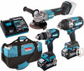 Makita Schlagbohrmaschinen, 40 V, 4 Ah, Schwarz/Blau/Silber, Combo Kit DK0158G301