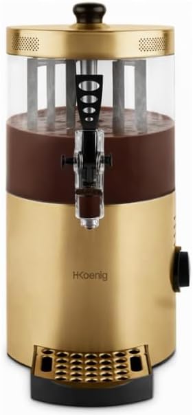 H.Koenig Buffetschrank, 1200 W, 3 l, Gold/Schwarz, Spender für heiße Schokolade SHK804, Edelstahl, abnehmbarer Behälter