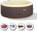 EASE.ZONE Badewannen mit Sprudelfunktion, 180 x 180 x 65 cm, Braun/Beige, Spa aufblasbar beheizt, 800 Liters, Schwarz