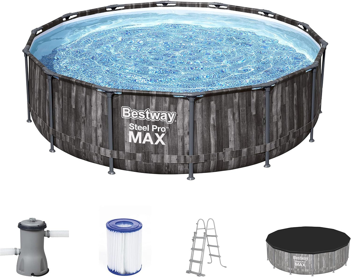 Bestway Stahlrahmenpool, 4.27m, 1.07m, grau/blau, 14' x 42'/ x Pool Set