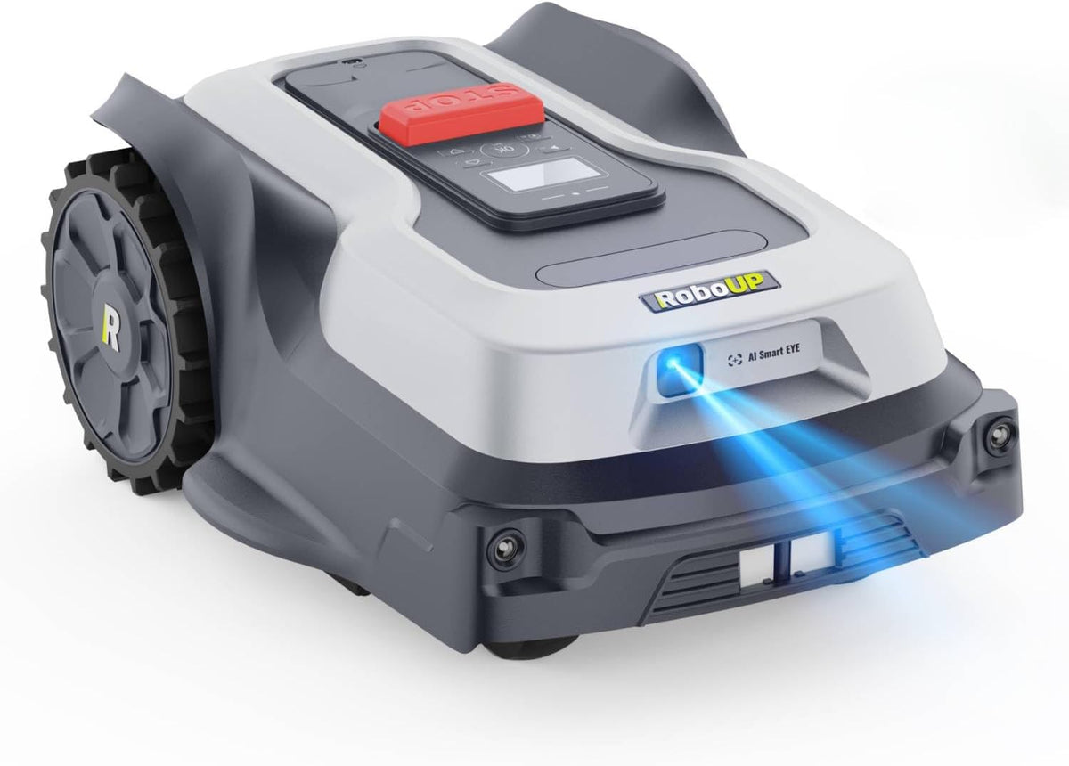 RoboUP Mähroboter, Grau, T600 ohne Begrenzungskabel für 800㎡, RTK Gesteuerter Rasenmäher Roboter, Automatische u. manuelle Kartierung