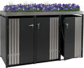 Mendler Mülltonnenbox, 125x196x84 cm, 75 kg, Anthrazit/Silber, 3er-Mülltonnenverkleidung HWC-O67, mit Pflanzkasten