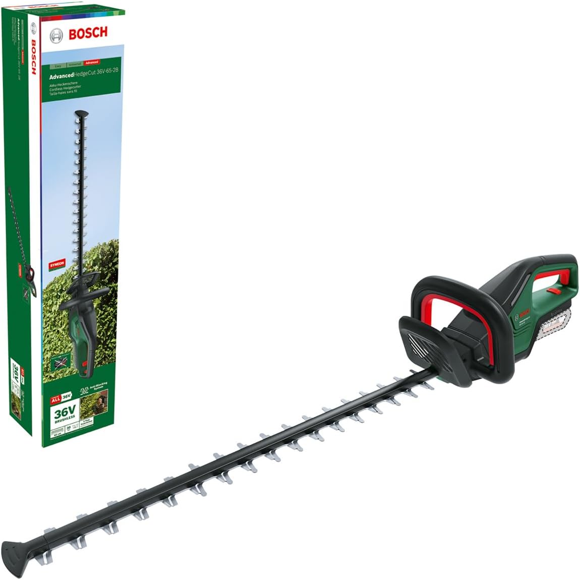 Bosch Heckenschere, 65 cm, 36 V, grün/schwarz/rot, Akku- AdvancedHedgeCut -65-28 (ohne Akku, 36-Volt-System, Messerlänge