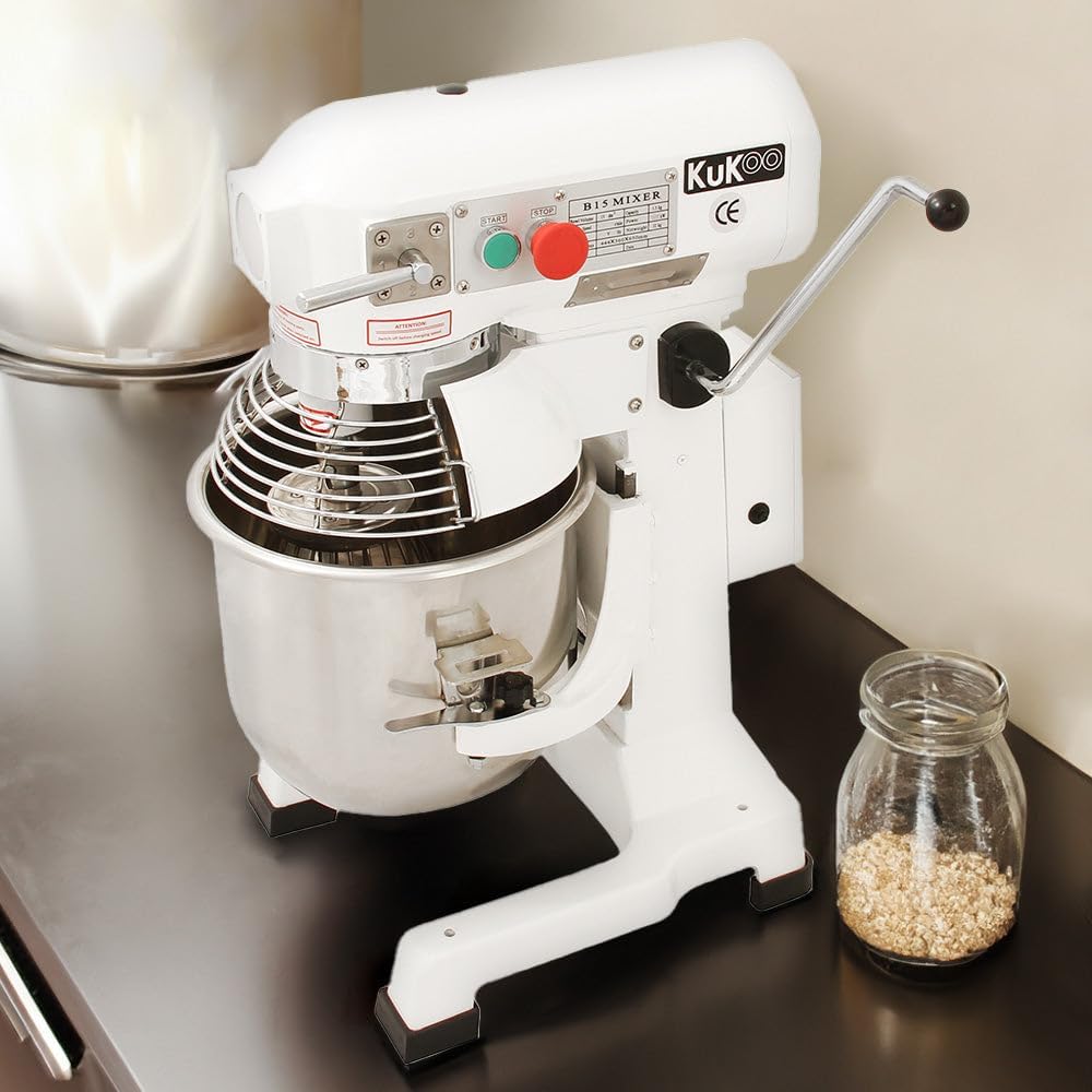 KuKoo Knet- & Rührmaschinen, 0,55 kW, 45,6 cm, 68 cm, 36 cm, Weiß/Silber, Gastro 15 L Planetenrührmaschine Spiral Rührmaschine