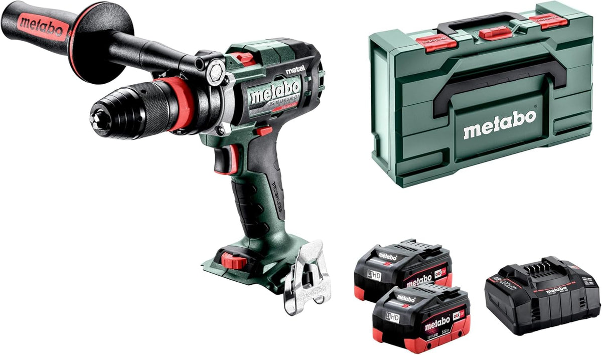 metabo Akkuschrauber, 5.5 Ah, 18 V, Grün/Schwarz/Rot, Akku-Bohrschrauber BS 18 LTX-3 BL Q I Metal -, 3-Gang, kompakt