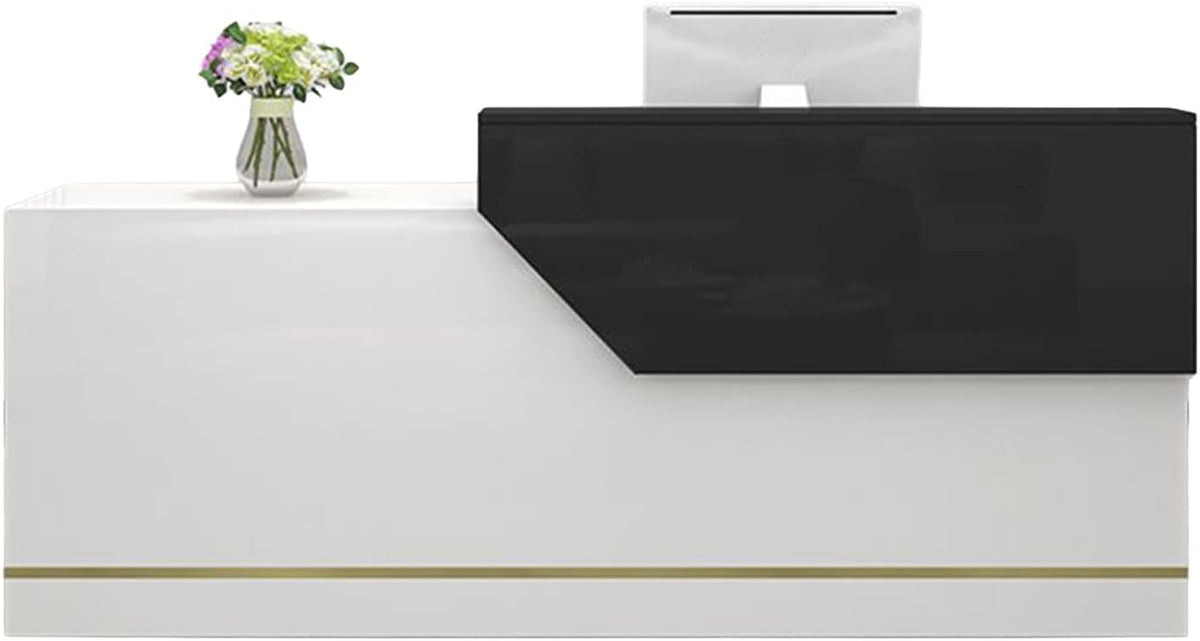 JQslycdmv Schreibtisch, 120 cm, mitteldichte Faserplatte (MDF), Weiß/Schwarz