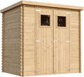 TIMBELA Gerätehaus, Holz, M311 haus Gartenhaus - Gartenschuppen B204xL142xH200 cm/ 2, 22 m2 Lagerschuppen für Garten - Fahrrad Schuppen