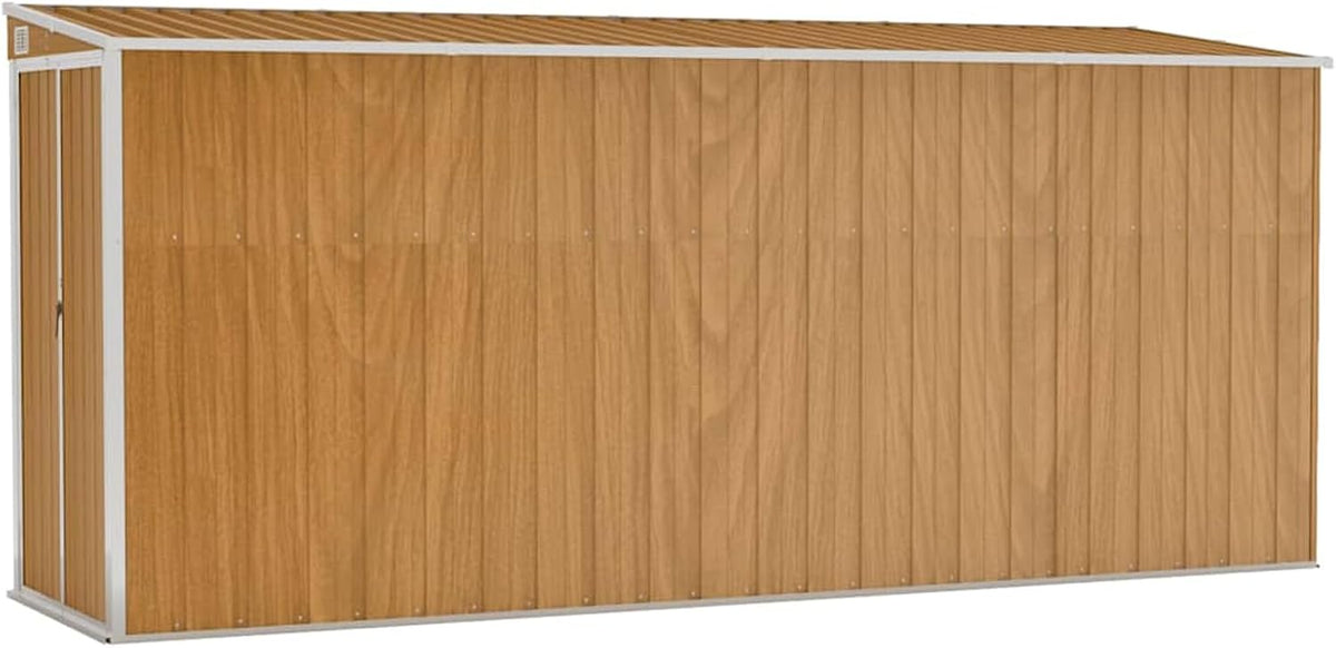 Gerätehaus Gecheer, 118 x 382 x 178 cm, Verzinkter Stahl, Metall, Braun, Wandmontiertes Gartenhaus Metall Geräteschuppen