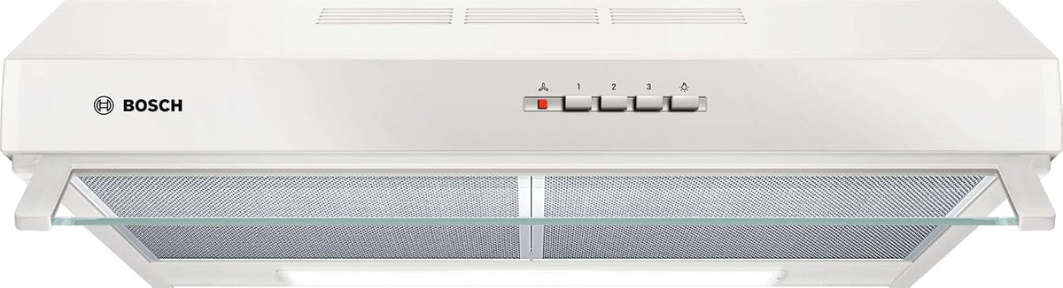 Bosch Dunstabzugshaube, 60 cm, Weiß, DUL63CC20 Serie 4 Unterbauhaube, breit, Um- & Abluft, LED-Beleuchtung gleichmäßige Ausleuchtung