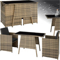 Gartenmöbel-Set tectake, Pulverbeschichteter Stahl, Polyethylen, Polyester, Glas, Natur/Schwarz
