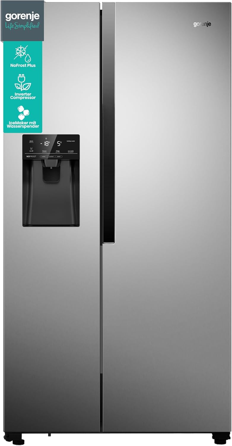 Gorenje Kühl-Gefrierkombination, 562.0 liters, 371 l, 185 l, 3 cm, Silber, NRS 9 EVX Side by Side /NoFrost Plus/Inverter