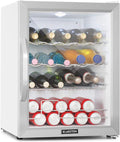Klarstein Mini-Kühlschrank, 60 Liter, Silber/Weiß, Mini Kühlschrank mit Glastür, Mini, für Zimmer, Getränkekühlschrank Klein mit Verstellbaren Ablagen