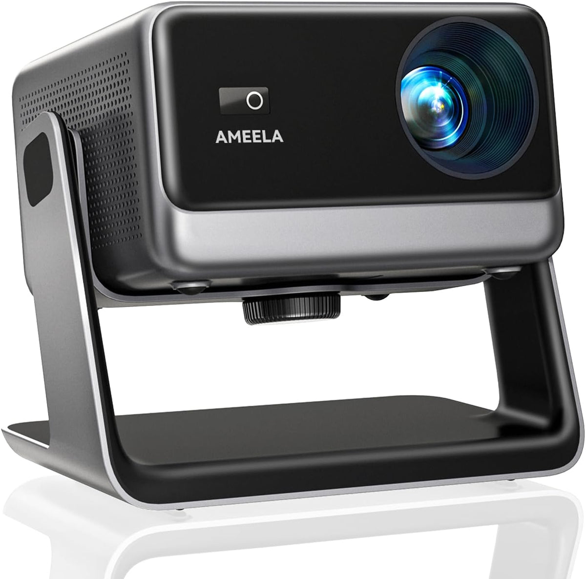 AMEELA Beamer, Schwarz/Silber, Autofokus/Trapezkorrektur 100, 000+ Apps & 4K Unterstützt, Dolby Audio, Videoprojektor für IOS/Android/PS5