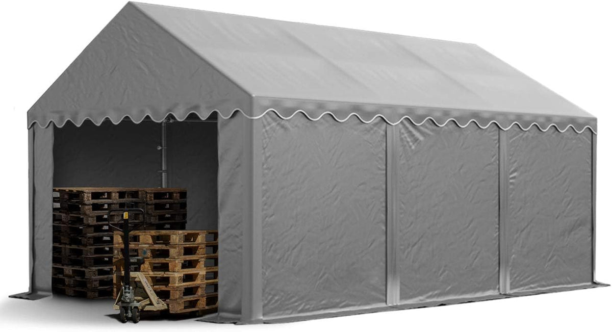 TOOLPORT Garten,Gartenhäuser & Aufbewahrung, grau, Lagerzelt 4x6 m Zelthalle Unterstand Weidezelt PVC Plane