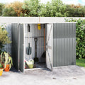 Gerätehaus Hommdiy, 225x89x161 cm, Verzinkter Stahl, Metall, Grau, Geräteschuppen Gartenhaus mit Schiebetür, Schwingtür