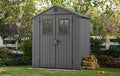 Keter Gerätehaus, 190x122x221 cm, Grau, Darwin Gartenhaus 6x4, wetterfest aus Kunststoff mit Holzoptik, abschließbares