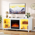 YITAHOME Elektrokamin, 148 cm, 1800 W, Weiß/Schwarz, TV Schrank mit, Elektrischer Kamin mit Heizung, LED 3D-Flammeneffekt