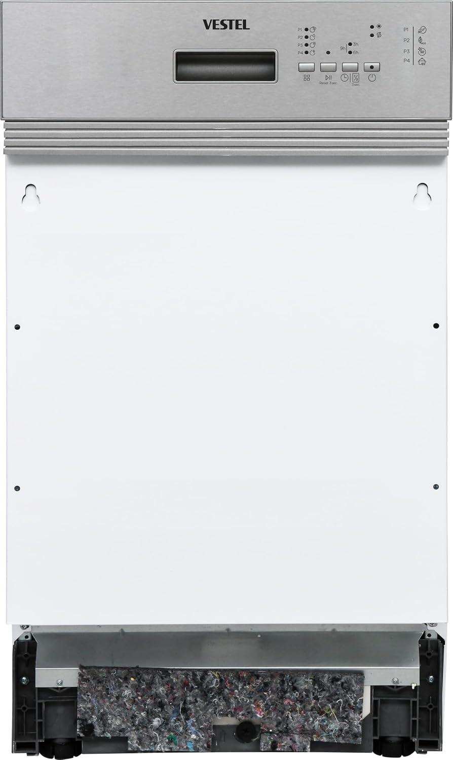 Vestel Geschirrspüler, 45 cm, Weiß/Silber, VST45-4 - teilintegrierter - 10 Maßgedecke - 4 Programme
