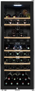 La Sommeliere Weinkühlschrank, Schwarz, ECS81, 75 Flaschen, 2 Zonen Temperier-Servier-Weinschrank, Glastür aus UV-undurchlässigem Glas