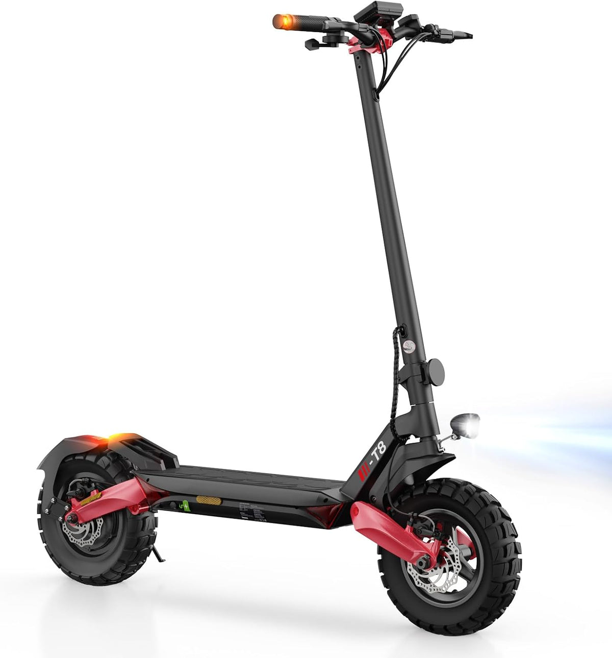 iScooter E-Scooter, 10 Zoll, Schwarz/Rot, E Scooter mit Straßenzulassung, Offroad Luftreifen, ABE Elektroroller mit Doppelter Stoßdämpfung