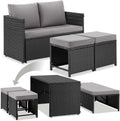 Sofa TecTake, pulverbeschichteter Stahl, Polyethylen, 100 % Polyester, Polypropylen, Edelstahl, Schwarz/Grau