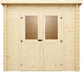 Gerätehaus woodtex, 230 x 127,5 x 204,4 cm, 28 mm, Natur, Holz Mini 1 B, Wandstärke, Blockbohlenbauweise, belassen