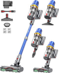 Huhuba Staubsauger, 650 W, Blau/Grau, H9 Akku 58000Pa/ /80Min, Kabellos mit LED-Touchscreen, Selbststehender Akku